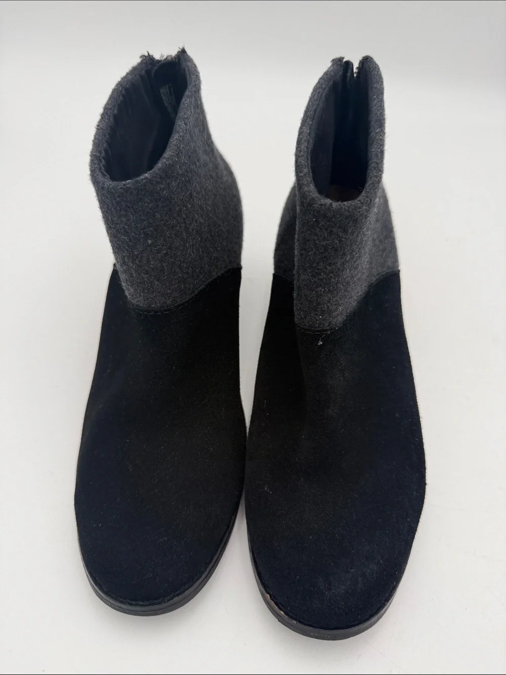 Toms Black Charcoal Two-Tone Ankle Booties 8.5 casual wool upper casual fall Y2K